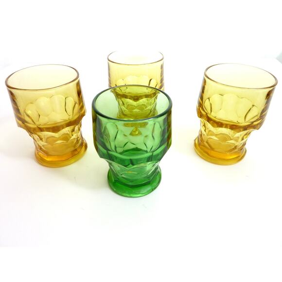 unbranded Other - Vintage Georgian Tumblers glass drinking amber green glass tumblers set 4